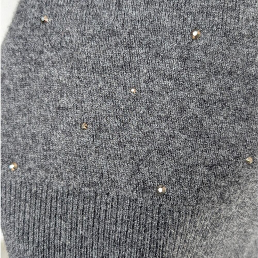 Sandro Osy Rhinestone Quarter Zip Sweater Womens Gray Wool/Cashmere Size 1 - Picture 5 of 10